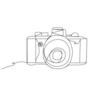 One line continuous camera outline vector art drawing