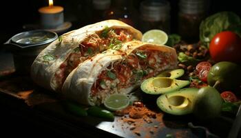 frescura y sabor en un gastrónomo mexicano taco comida generado por ai foto