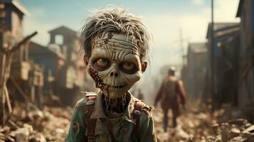 portrait of zombie kid desert in background generative ai photo