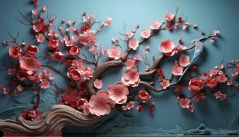 Nature floral beauty in a modern, dark fantasy illustration generated by AI photo