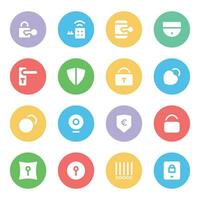 paquete de iconos planos de seguridad inteligente vector