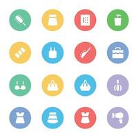 Collection of Apparel Flat Round Icons vector