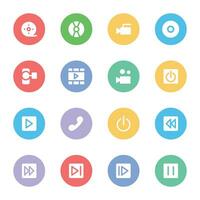 Pack of Media Flat Circular Icons vector