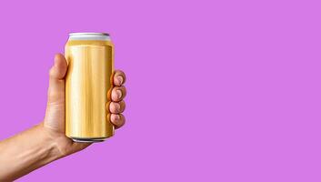 Close-up of a man's hand holding a glass of beer on a white background, isolated object, copy space. Generative AI content photo