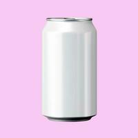 330 ml aluminio blanco lata de soda aislado en rosado antecedentes. cerveza lata con cenefa. generativo ai contenido foto