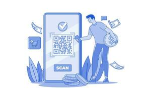 Code Scanner Illustration concept. A flat illustration isolated on white background vector