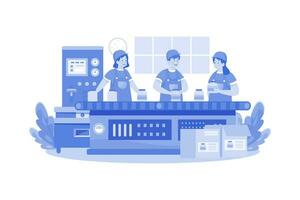 Workers Working In A Factory Illustration concept on white background vector