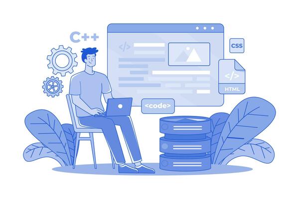 Web coding Illustration concept on white background