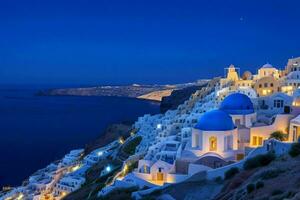 paisaje Mediterráneo santorini isla, Grecia . ai generativo Pro foto