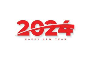 Happy new year 2024 red text typography design element for flyer banner design vector