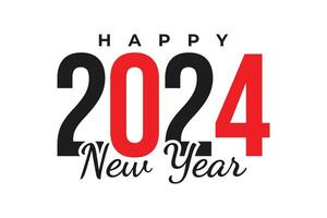Happy new year 2024 red text typography design element for flyer banner design vector