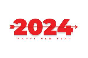Happy new year 2024 red text typography design element for flyer banner design vector
