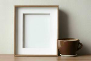 white empty photo frame mockup. AI Generative Pro Photo