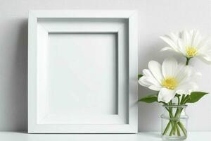 white empty photo frame mockup. AI Generative Pro Photo