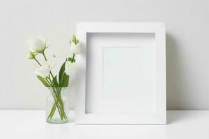 white empty photo frame mockup. AI Generative Pro Photo