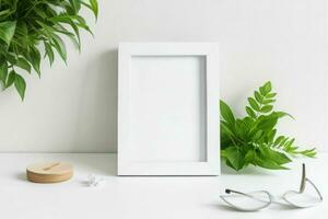 white empty photo frame mockup. AI Generative Pro Photo