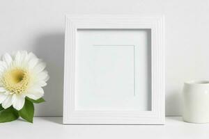 white empty photo frame mockup. AI Generative Pro Photo