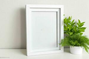 white empty photo frame mockup. AI Generative Pro Photo