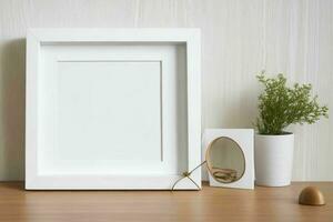 white empty photo frame mockup. AI Generative Pro Photo