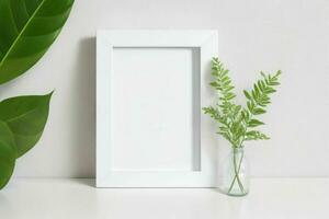 white empty photo frame mockup. AI Generative Pro Photo