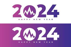 vistoso diseño número 2024 para celebracion de contento nuevo año con un montaña símbolo vector
