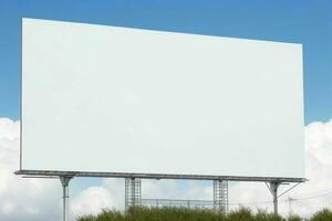 Blank billboard mockup with white screen. AI Generative Pro Photo