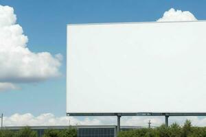 Blank billboard mockup with white screen. AI Generative Pro Photo