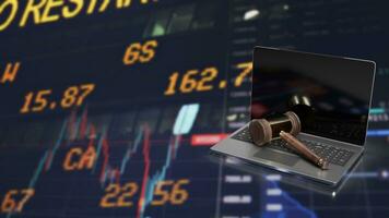 The hammer on notebook and chart Business Background  for law concept 3d rendering photo