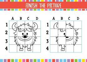 Interactive Kids Game Worksheet Coloring Page Finish the picture vector