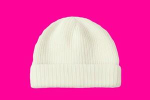 Beige beanie hat mockup. AI Generative Pro Photo