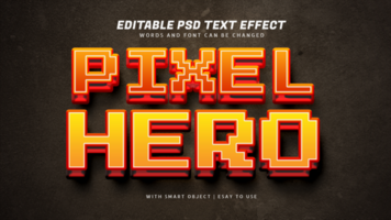 Super pixel hero 3d style text effect editable psd