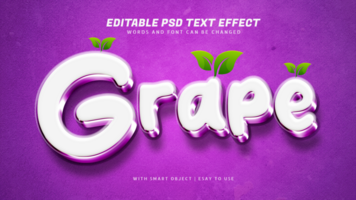 Grape 3d style text effect editable psd