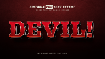 Red devil 3d text effect editable psd