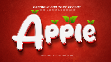 Red apple 3d style text effect editable psd