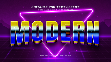 moderno 3d retro texto efeito editável psd