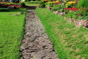 Walkway and flower of decoration. photo