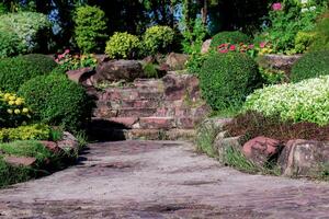 Walkway and flower. photo