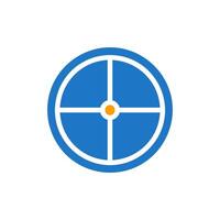 Target icon solid blue orange colour military symbol perfect. vector