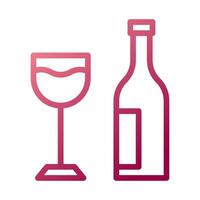 Glass wine icon gradient white red colour easter symbol illustration. vector