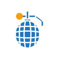 Grenade icon solid blue orange colour military symbol perfect. vector
