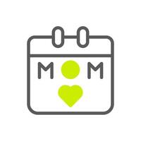 Calendar mom icon duotone grey vibrant green colour mother day symbol illustration. vector