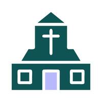 Cathedral icon solid green purple colour easter symbol illustration. vector