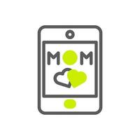 Phone mom icon duotone grey vibrant green colour mother day symbol illustration. vector