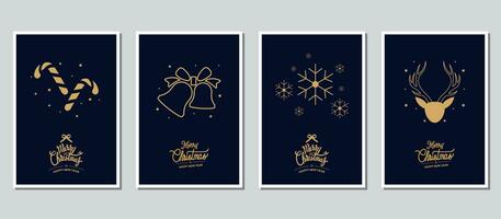 Merry Christmas modern card set elements greeting text vector