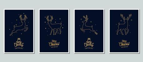 Merry Christmas modern card set elements greeting text vector