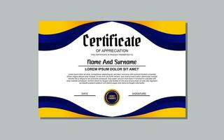 a certificate template with a blue and orange wavy design vector