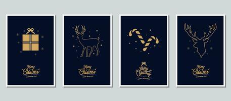 Merry Christmas modern card set elements greeting text vector