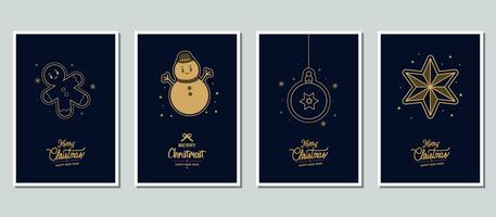 Merry Christmas modern card set elements greeting text vector