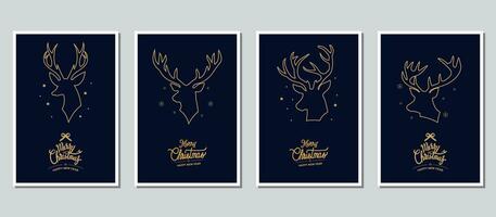 Merry Christmas modern card set elements greeting text vector