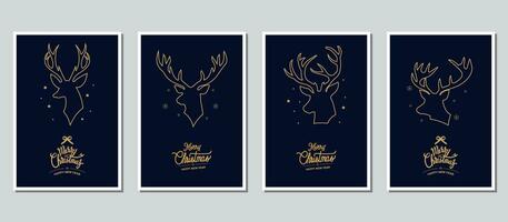 Merry Christmas modern card set elements greeting text vector